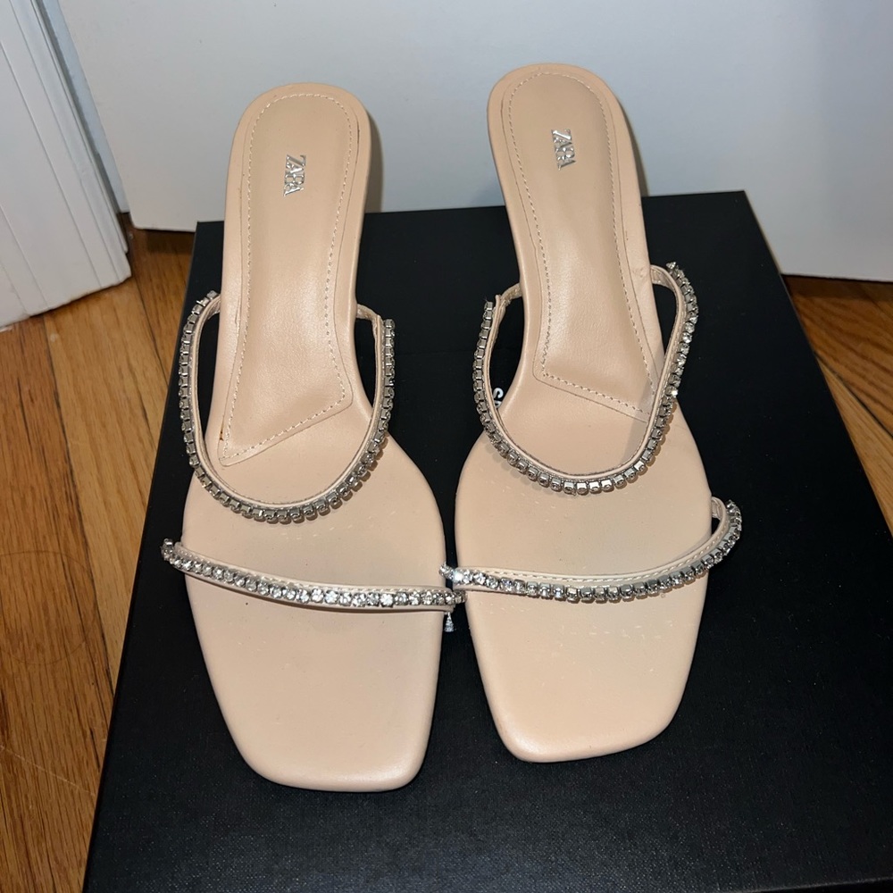 Zara Nude Rhinestone Heels 40
